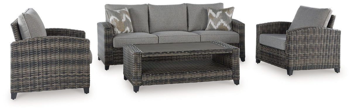Oasis Court - Sofa, Chairs, Table Set (Set of 4) - Gray