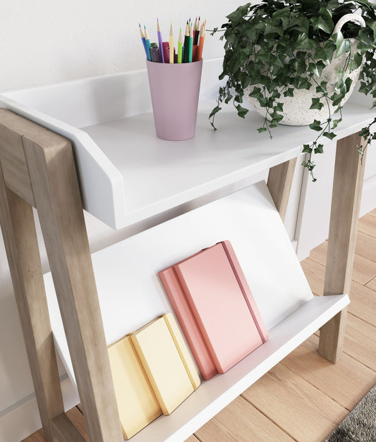 Blariden - Small Bookcase - White / Tan