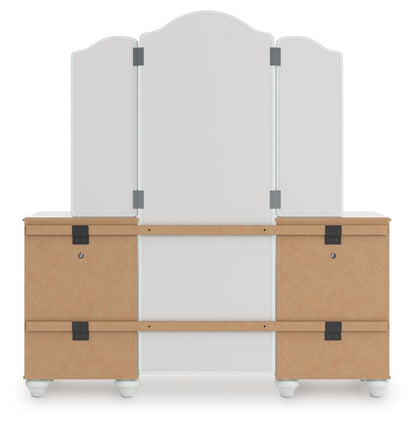 Kozlani - 3 Pc. - Vanity, Mirror And Stool - White
