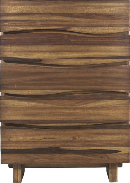 Ocean - Five Drawer Solid Wood Chest - Natural Sengon (2024)