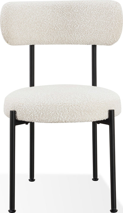 Aere - Boucle Upholstered Metal Leg Dining Chair (Set of 2) - Ivory And Black