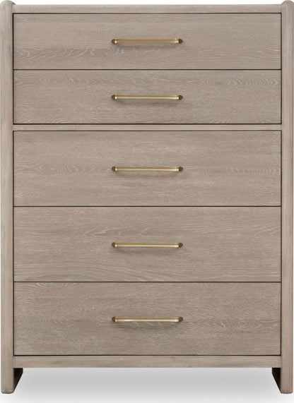 Gardenia - Five Drawer Oak Wood Chest - Chai