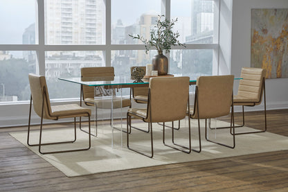 Crossroads 2.0 - Moorea Double Pedestal Rectangular Dining Table - Clear Acrylic, Glass And Bronze Metal