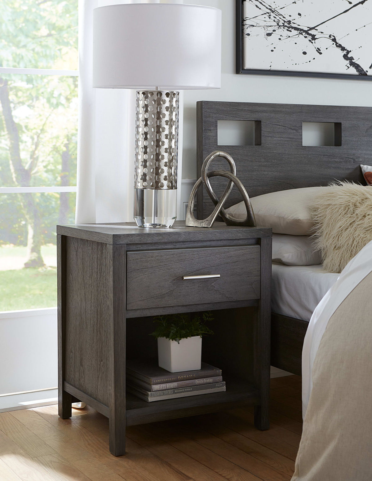 Nevis Riva - One Drawer Nightstand - Sharkskin