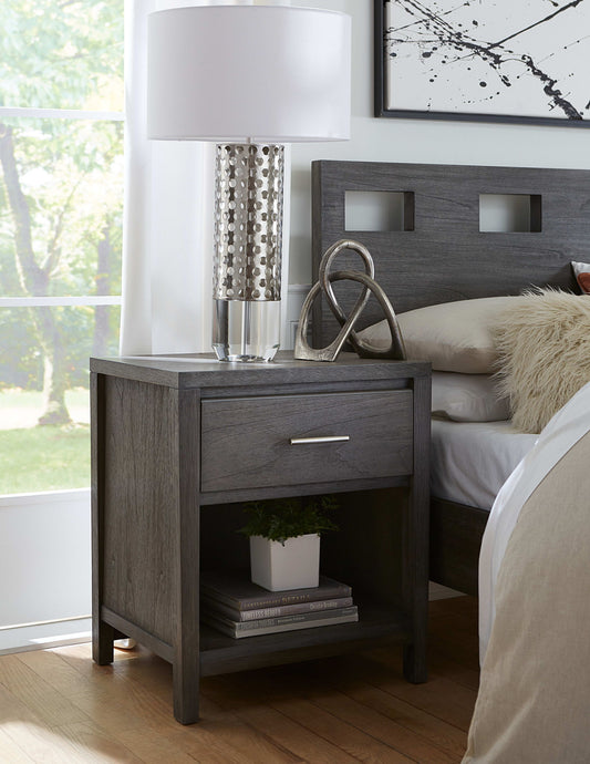 Nevis Riva - One Drawer Nightstand - Sharkskin