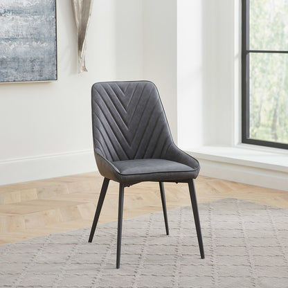 Lucia - Upholstered Synthetic Leather Dining Chair (Set of 2) - Charcoal And Black Metal