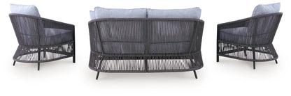 Bridges Beach - Loveseat, Lounge Chairs, Table Set (Set of 4) - Gray