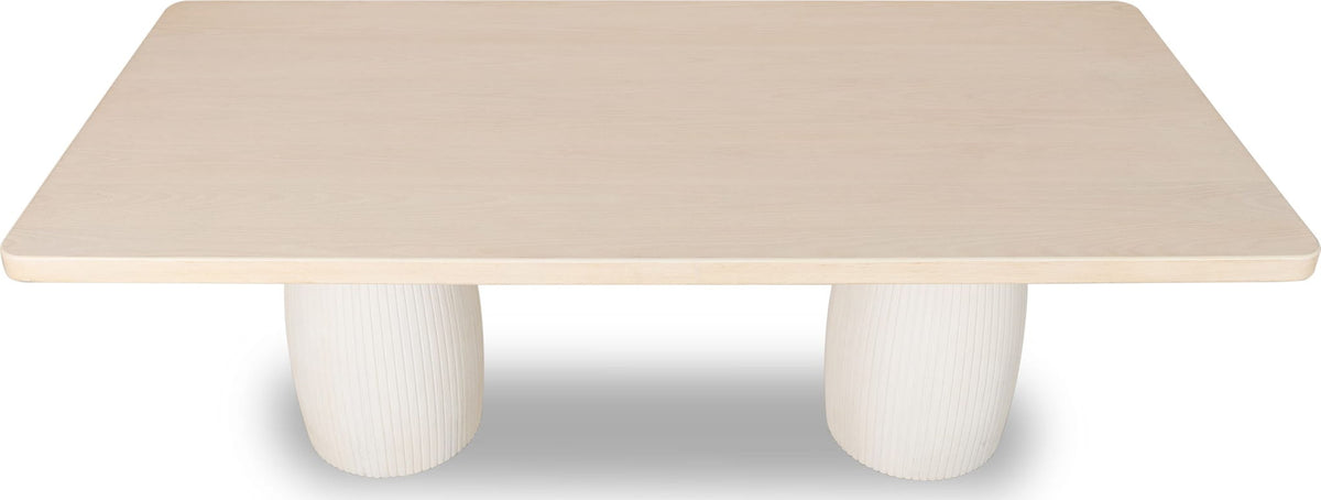 Zinnia - Plaster Base Wood Top Dining Table - White Sand And Ivory