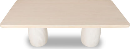 Zinnia - Plaster Base Wood Top Dining Table - White Sand And Ivory