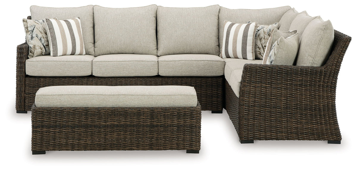 Brook Ranch - Sofa Sectional, Bench With Cushion (Set of 3) - Brown