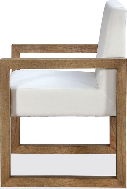 One - Modern Coastal Sled Leg Upholstered Dining Arm Chair (Set of 2) - White Pearl And Bisque