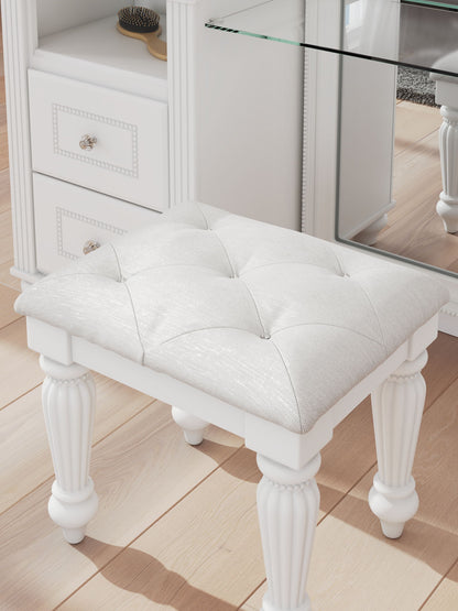 Kozlani - Vanity Upholstered Stool - White