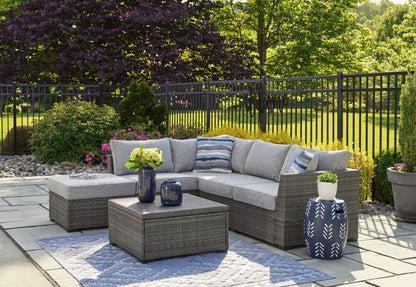 Petal Road - Loveseat Sectional, Ottoman, Table Set (Set of 4) - Gray