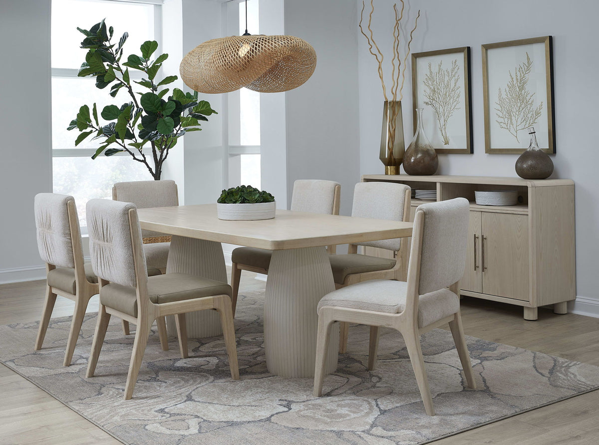 Zinnia - Upholstered Dining Chair (Set of 2) - White Sand, Buttermilk Leather And Dune Chenille