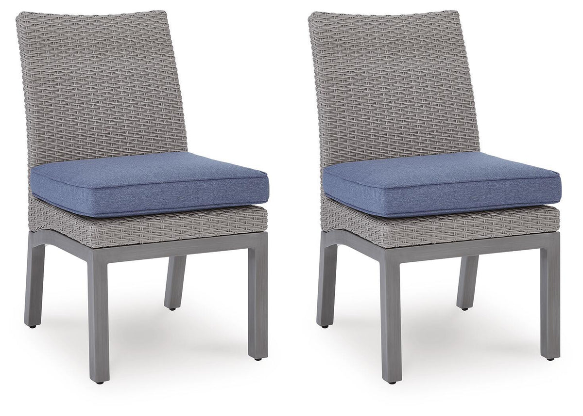 Half Moon Beach - Side Chair With Cushion (Set of 2) - Blue / Gray