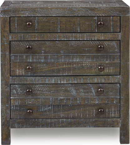 Townsend - Solid Wood Three Drawer Nighstand - Gunmetal