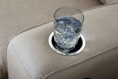 Lavenhorne - Reclining Sofa With Drop Down Table - Pebble