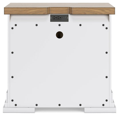 Ashbryn - Three Drawer Night Stand - White / Natural