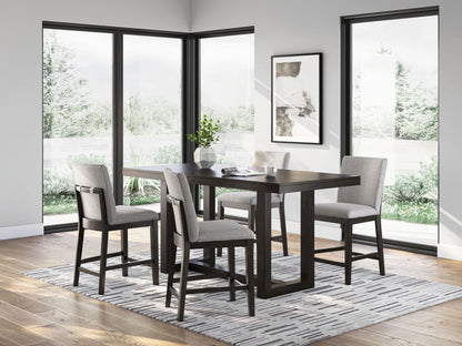 Neymorton - 5 Pc. - Rectangular Dining Room Counter Table, 4 Barstools - Dark Grayish Brown