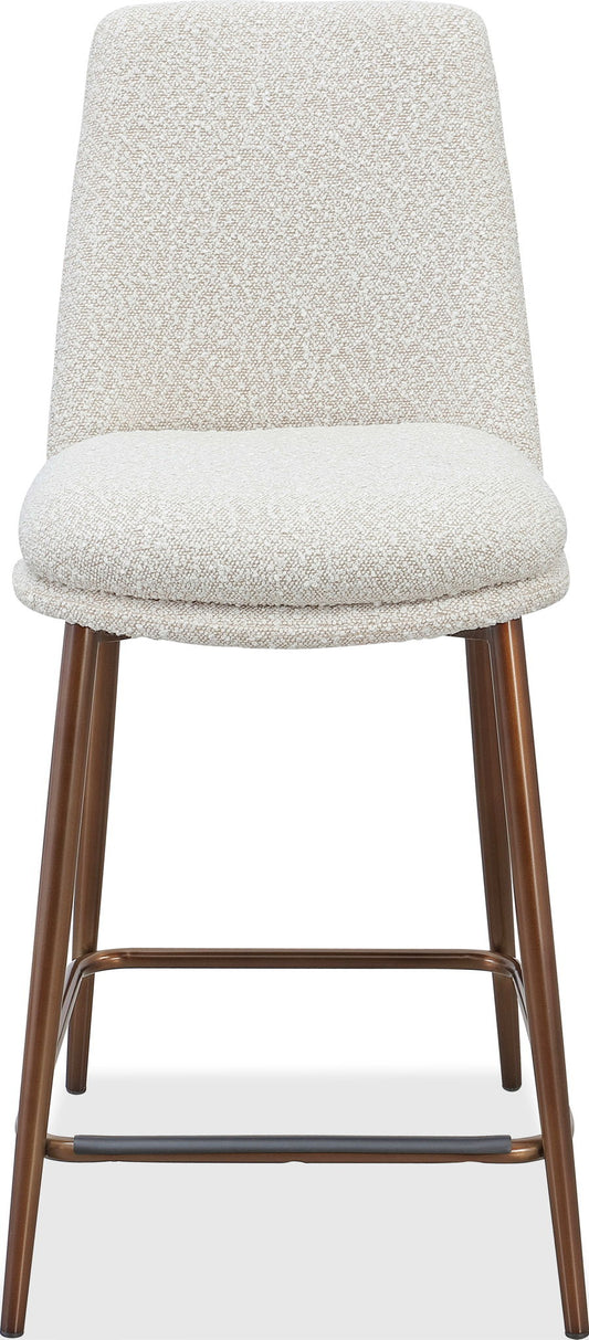Crossroads 2.0 - Wyatt Upholstered Counter Stool (Set of 2) - Ricotta Boucle And Bronze Metal