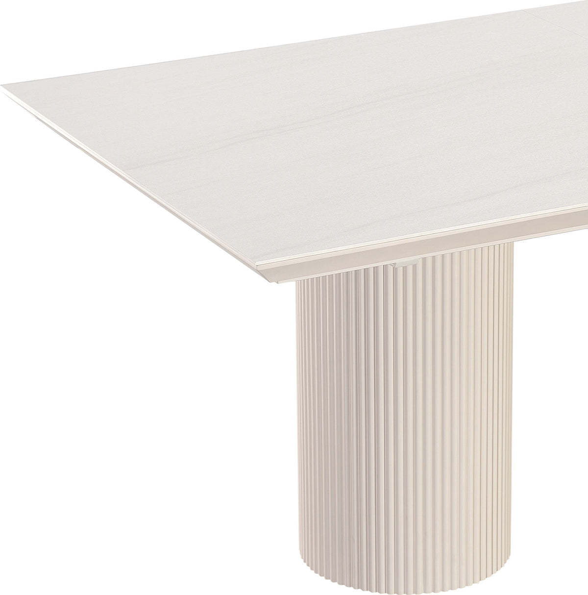 Crossroads 2.0 - Cannon Stone Top Double Pedestal Extension Dining Table With Wood Base - Ivory