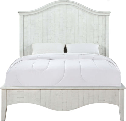 Ella - Solid California King Wood Crown Bed - White Wash