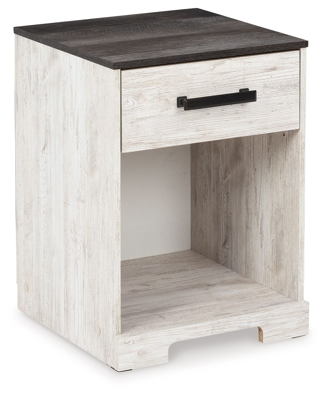 Shawburn - One Drawer Night Stand - Open Cubby - White / Black / Gray