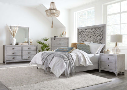 Boho Chic - Five-Drawer Chest - Washed White (2024)