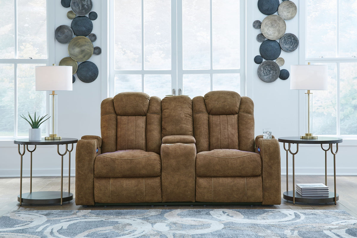 Wolfridge - 2 Pc. - Power Reclining Sofa, Power Reclining Loveseat With Console - Brindle