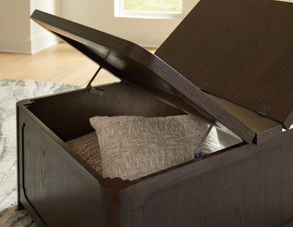 Breckington - Cocktail Table With Storage - Dark Brown