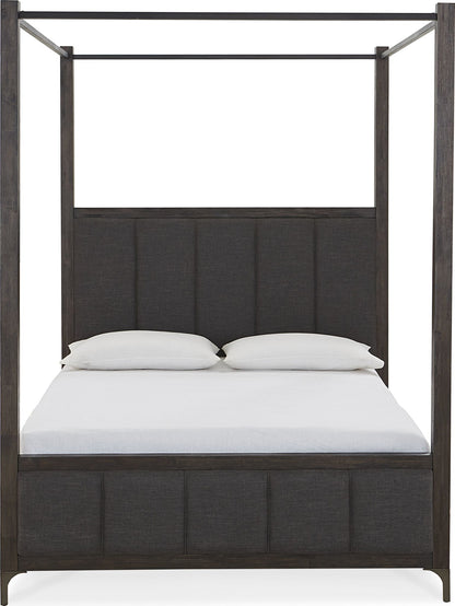 Lucerne - California King Upholstered Canopy Bed - Vintage Coffee