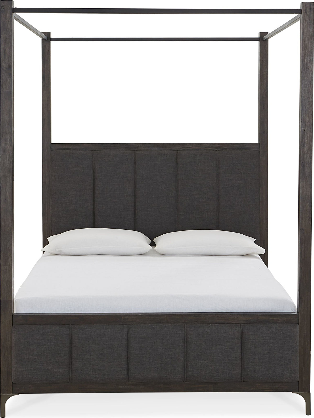 Lucerne - Queen Upholstered Canopy Bed - Vintage Coffee