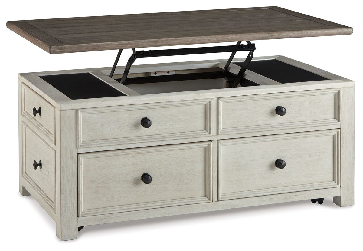 Bolanburg - Lift Top Cocktail Table - White / Brown / Beige