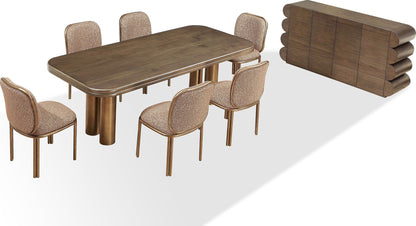 Mataranka - Rectangular Dining Table - Bistre And Brushed Golden Stainless Steel