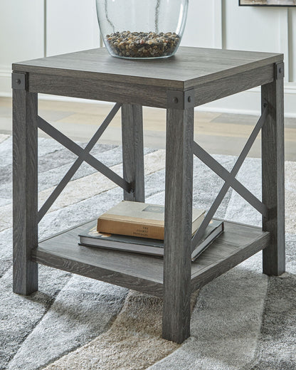 Freedan - Square End Table - Grayish Brown