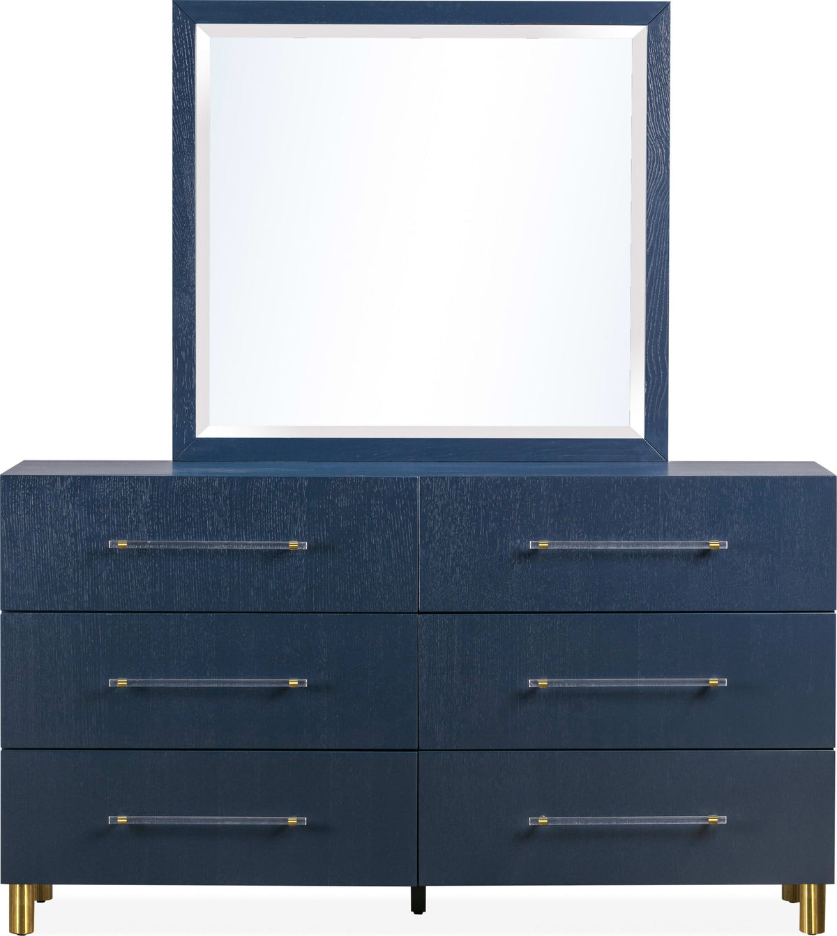 Argento - Six Drawer Dresser - Navy Blue And Burnished Brass (2024)