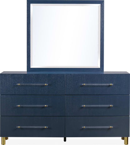 Argento - Six Drawer Dresser - Navy Blue And Burnished Brass (2024)