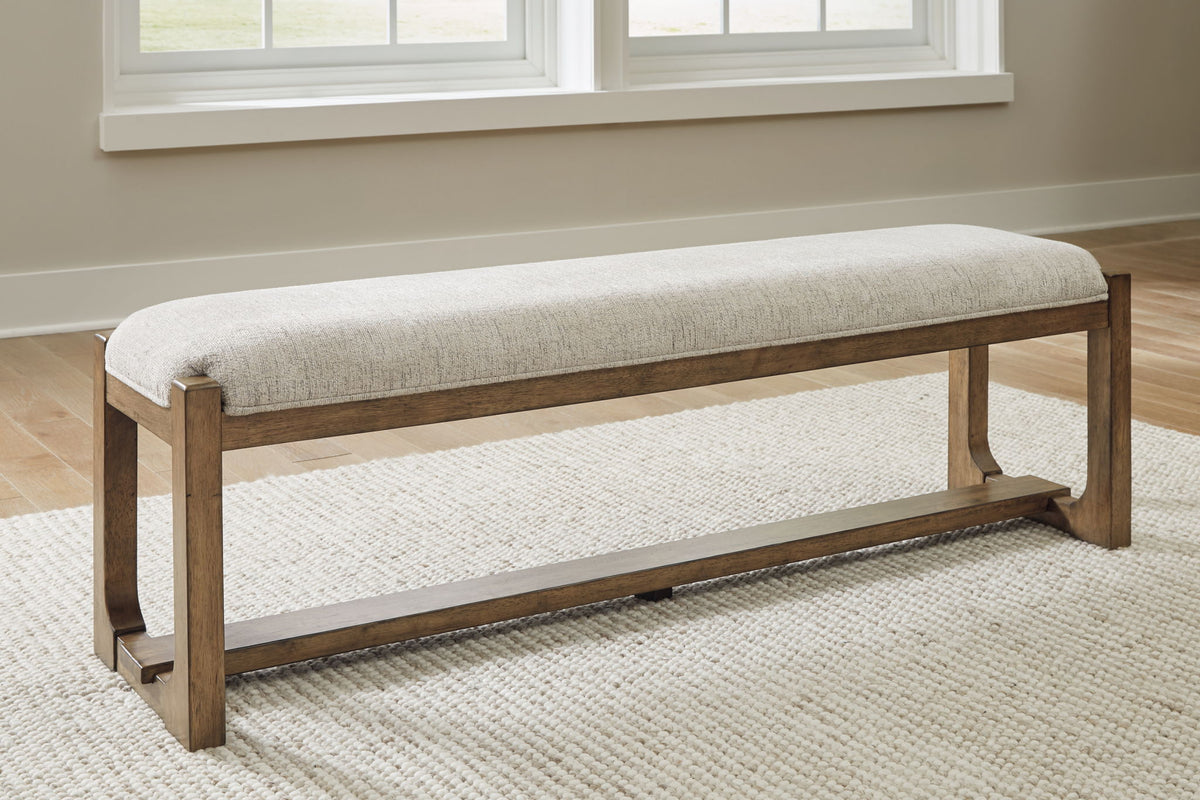 Cabalynn - Large Uph Dining Room Bench - Oatmeal / Light Brown