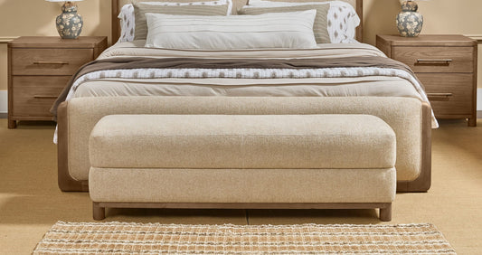 Hollis - Wooden / Upholstered Bench - Beige / Cabin Glow