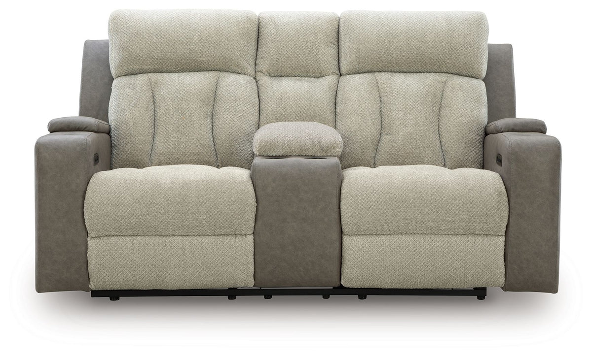 WhipLash - Power Reclining Loveseat With Console / Adj Headrest - Sisal