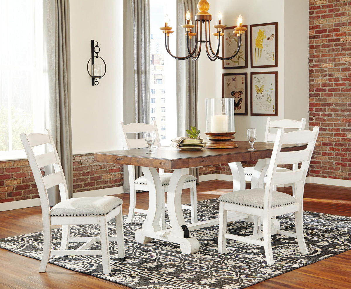 Valebeck - Rectangular Dining Room Table - White / Brown