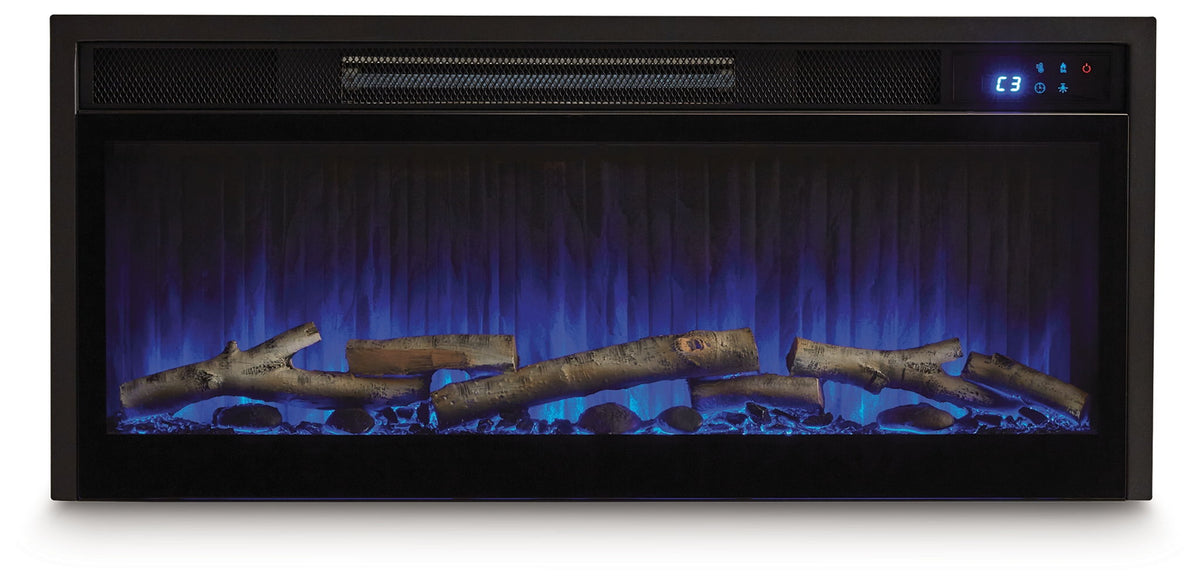 Entertainment Accessories - Fireplace Insert With Faux Birch Log Set - Black