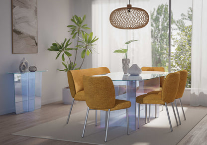 Fomo - Chenille Upholstered Stainless Steel Base Dining Chair (Set of 2)