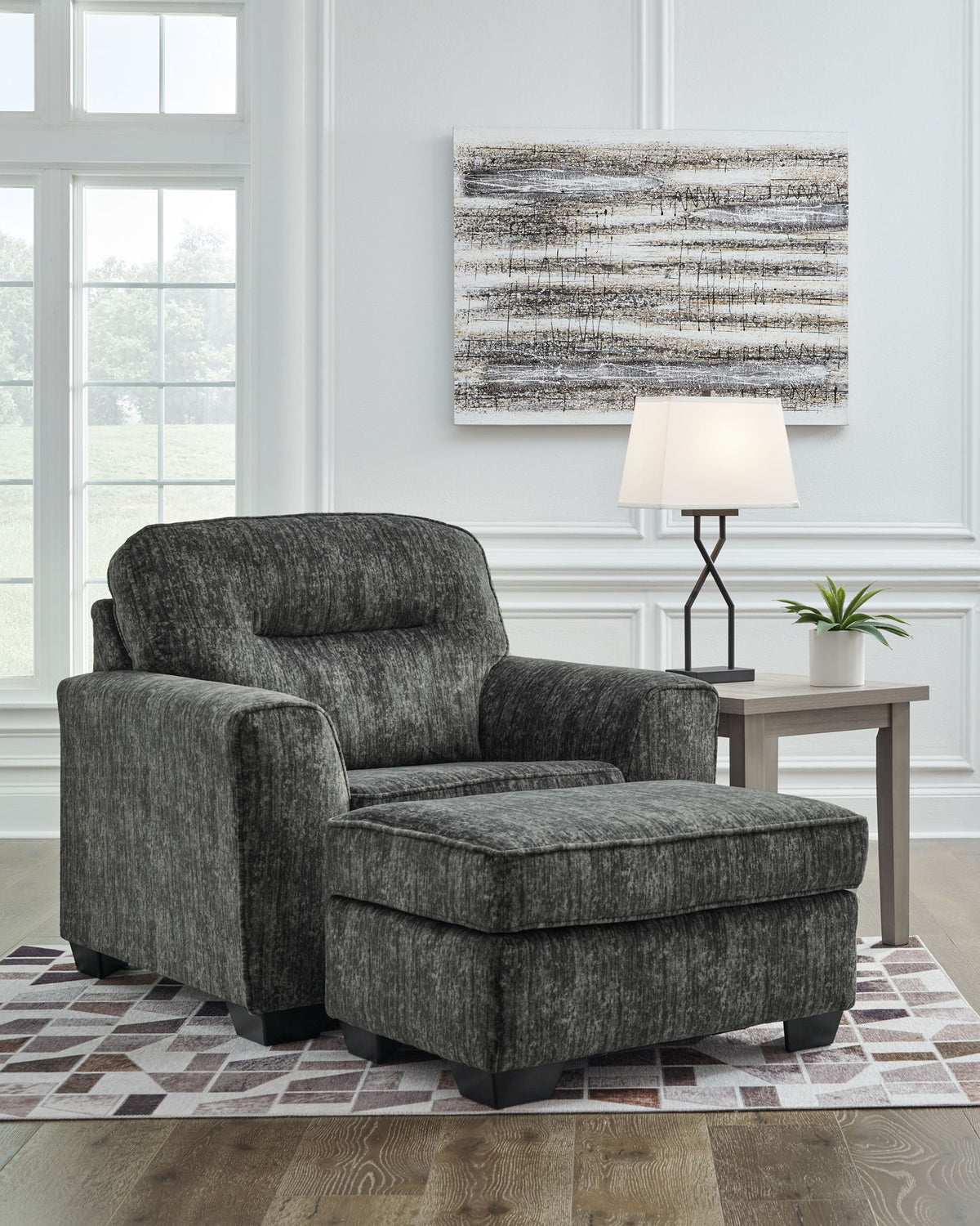 Lonoke - 2 Pc. - Chair And A Half, Ottoman - Gunmetal