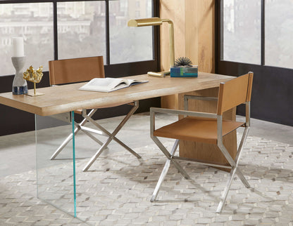 One - Modern Coastal Writing Desk - White Oak And Glass