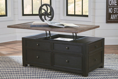 Tyler Creek - Lift Top Cocktail Table - Grayish Brown / Black