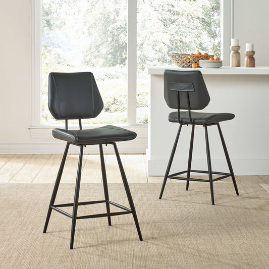 Crossroads - Vinson Modern Swivel Counter Stool (Set of 2) - Cobalt