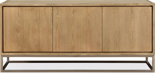 One - Modern Coastal Metal Base Sideboard - White Oak And Brushed Stainless Steel