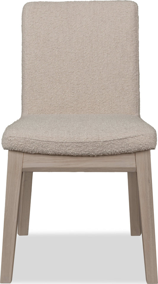 Liv - Solid Wood Dining Chair (Set of 2) - White Sand And Brun Boucle