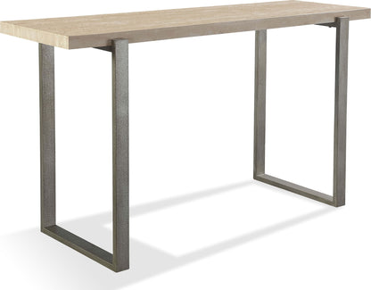 Ariela - Natural Travertine Table With Bronze Metal Base